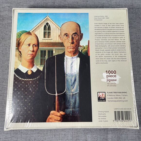 American Gothic 1000 Piece Jigsaw Puzzle Flame Tree Studios Factory Sealed - Picture 4 of 7